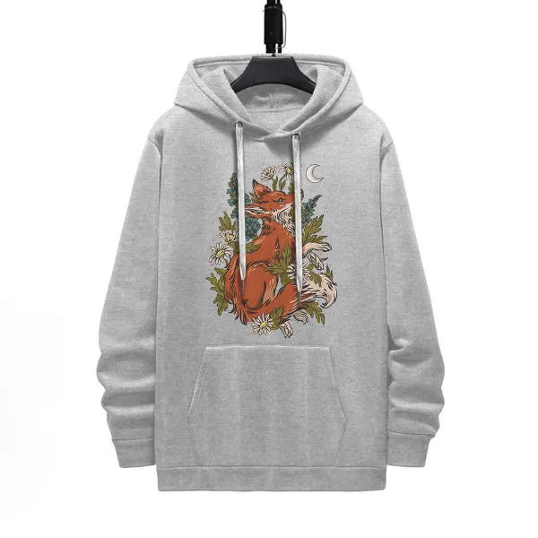 PRETTY FOX PATTERN PRINTED HOODIE