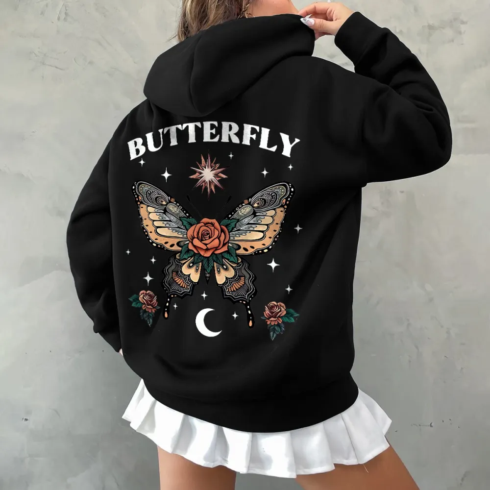 Bohemian butterfly rose City women's fashion hoodie