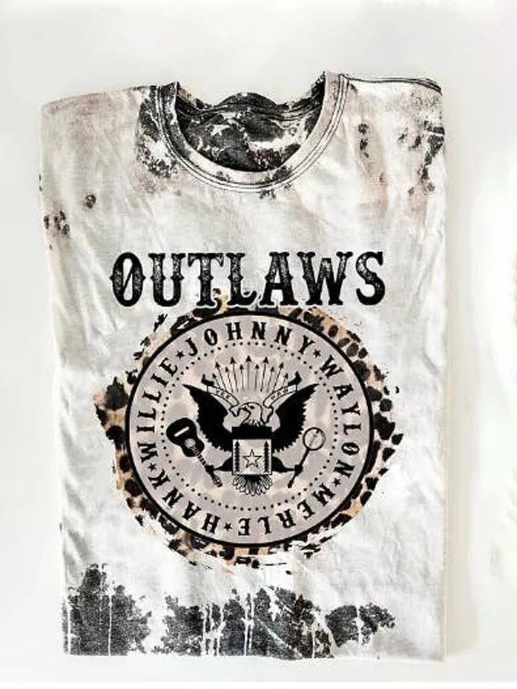 Outlaws Tie-Dye Printed Short Sleeve T-Shirt