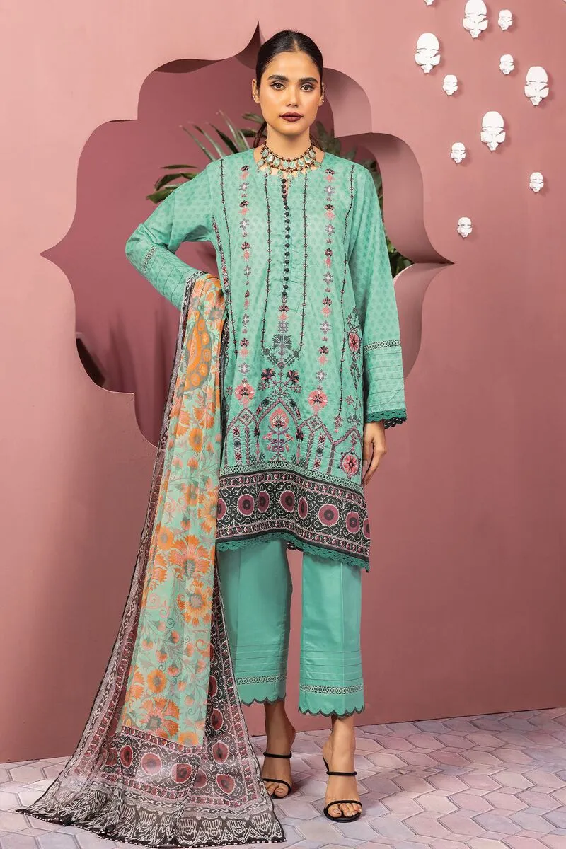 3 Piece Kurta Embroidered | Dupatta& Bottom & Tops | Color green