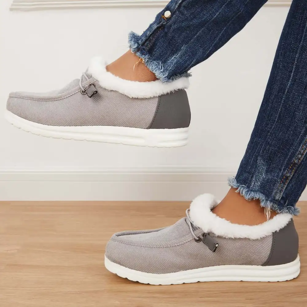 Flat Slip-On Bootie Warm Lining Ankle Snow Boots