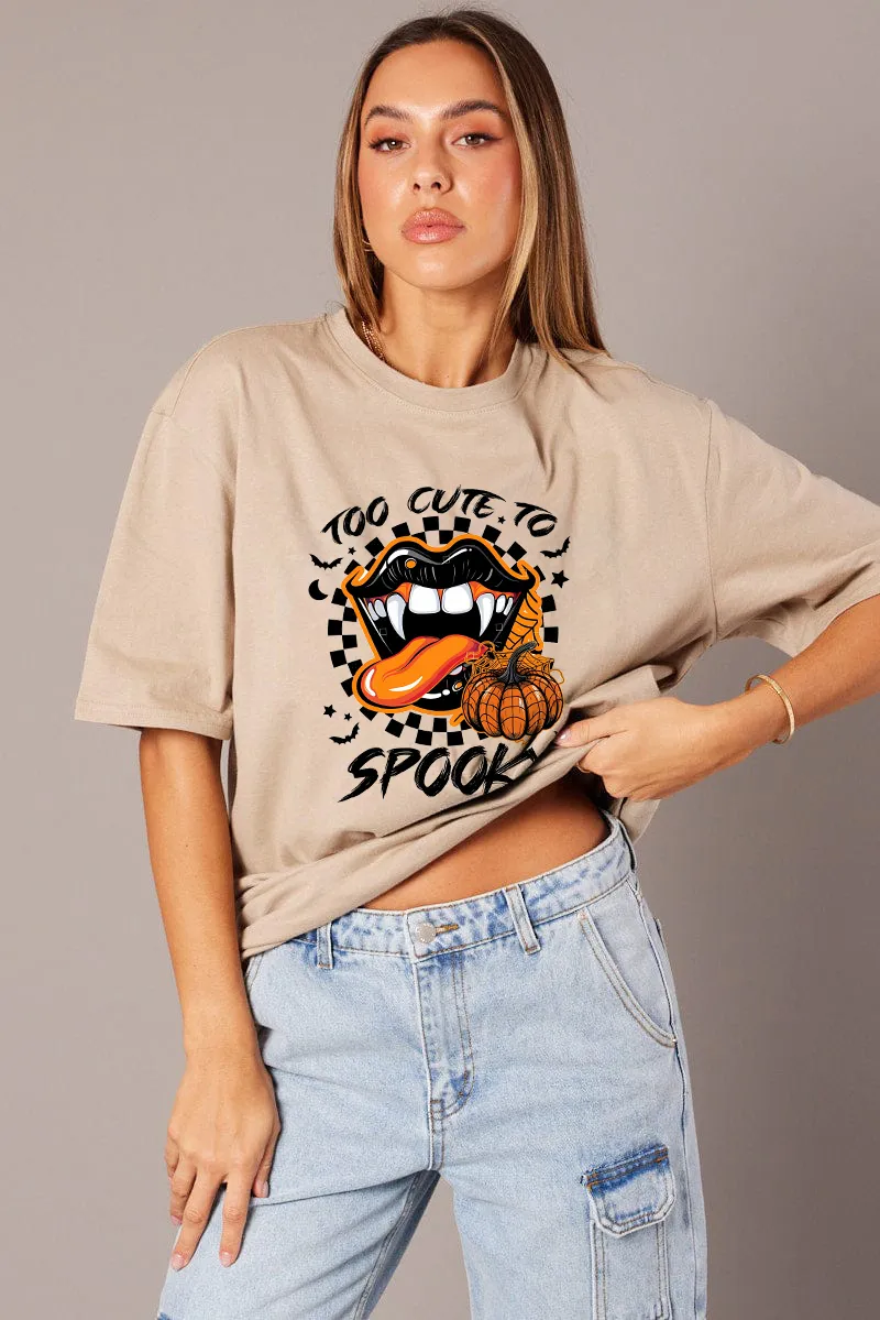 Women's Pumpkin Combination Printed T-shirt