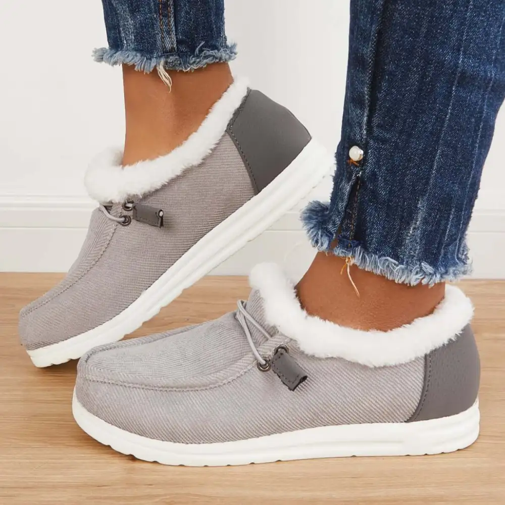 Flat Slip-On Bootie Warm Lining Ankle Snow Boots