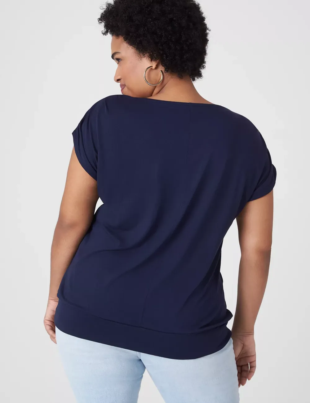 Cap-Sleeve Banded-Hem Tee