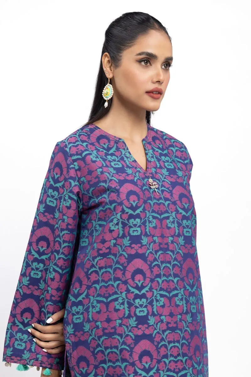 2 Piece Kurta Embroidered | Kurta & BPants | Color deep purple