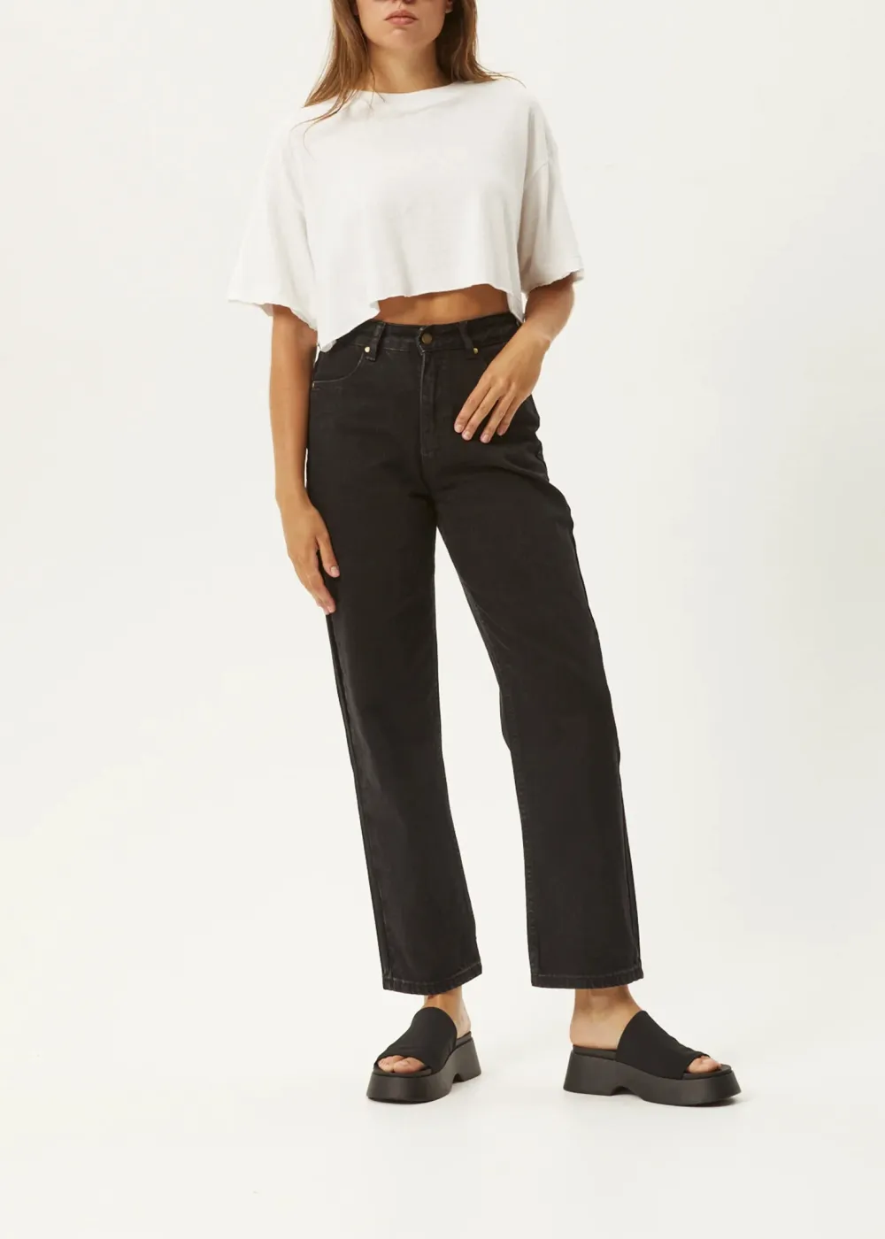 SHELBY - ORGANIC DENIM WIDE LEG JEANSWASHED