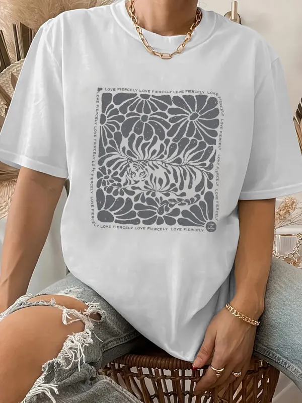 Women's Love Fiercely Tiger Boxy Crusher Tee