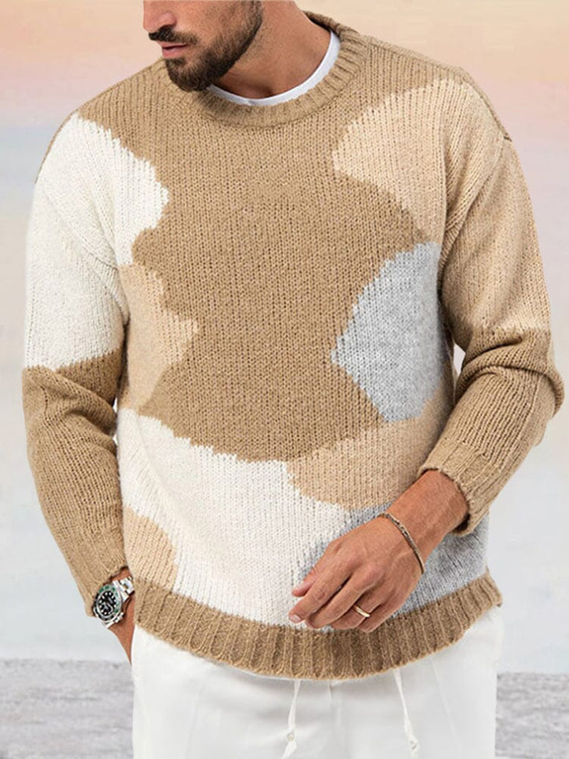 Soft Color Block Design Sweater