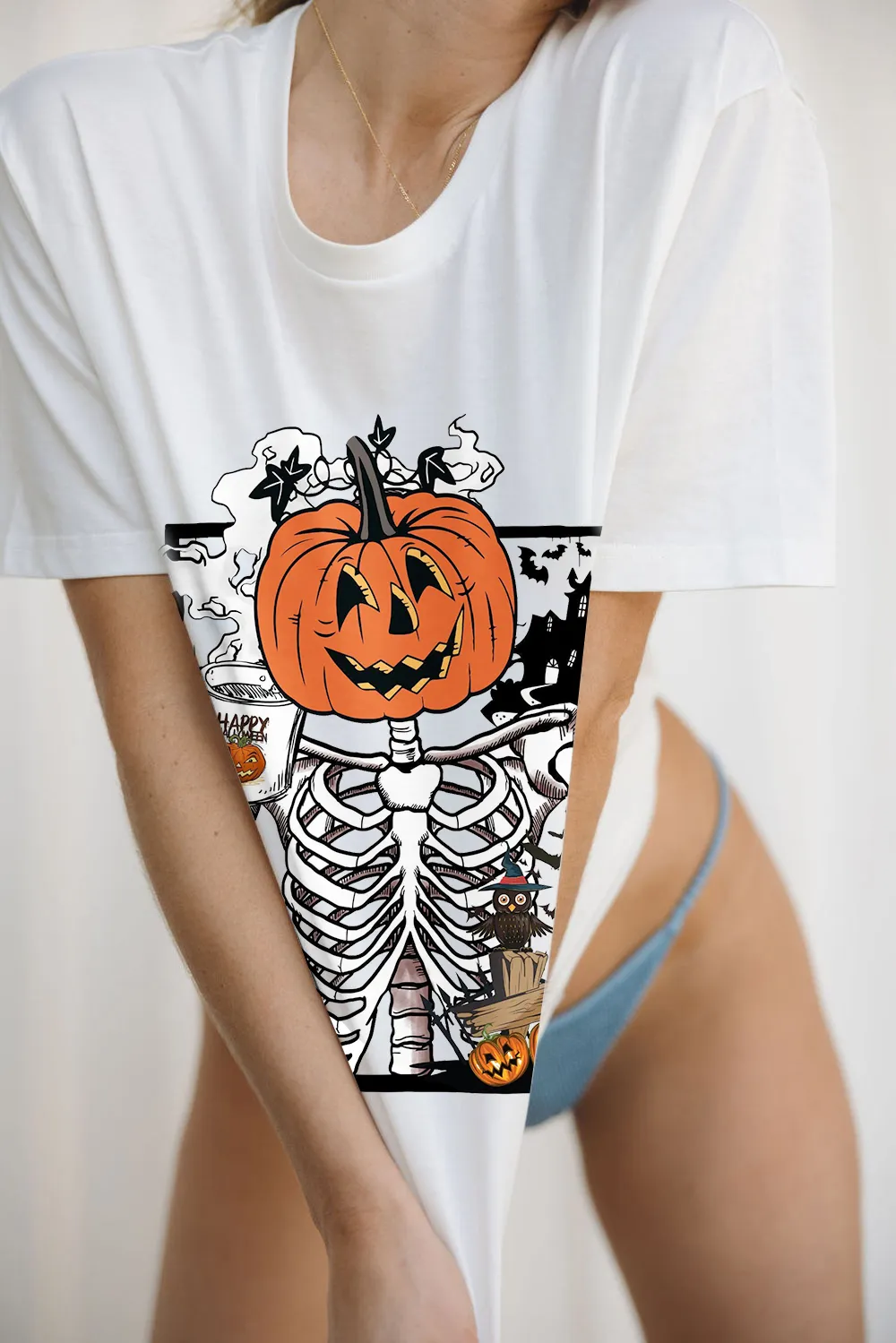 Women's Pumpkin English Halloween Printed T-shirt