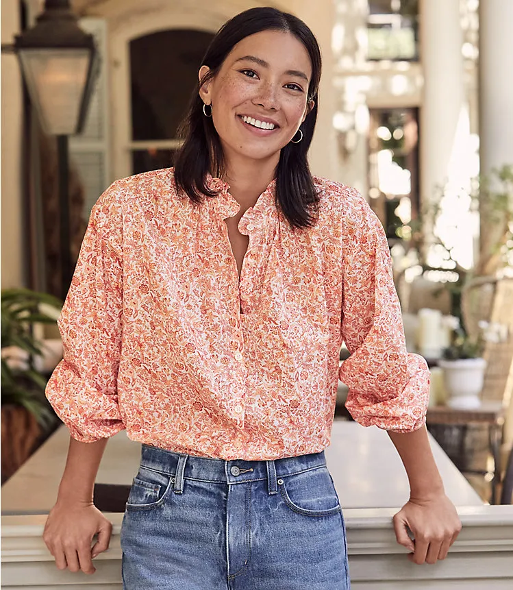 Jungle Ruffle Neck Poet Blouse