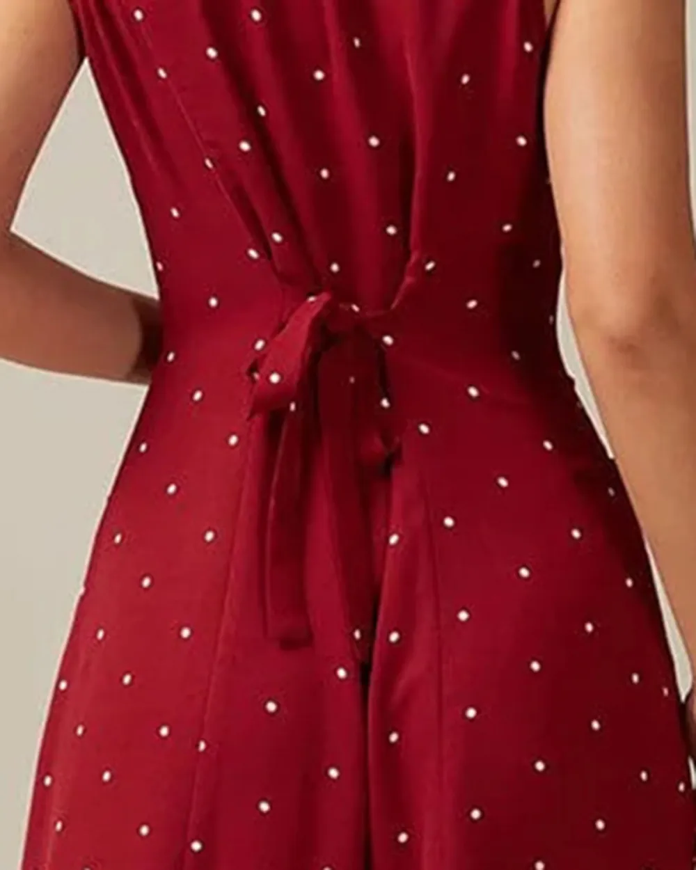 Red Sleeveless Polka Dot Dress