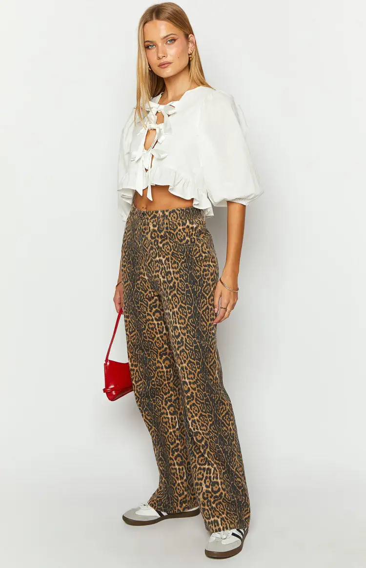 Brunet Leopard Print Straight Leg Jeans