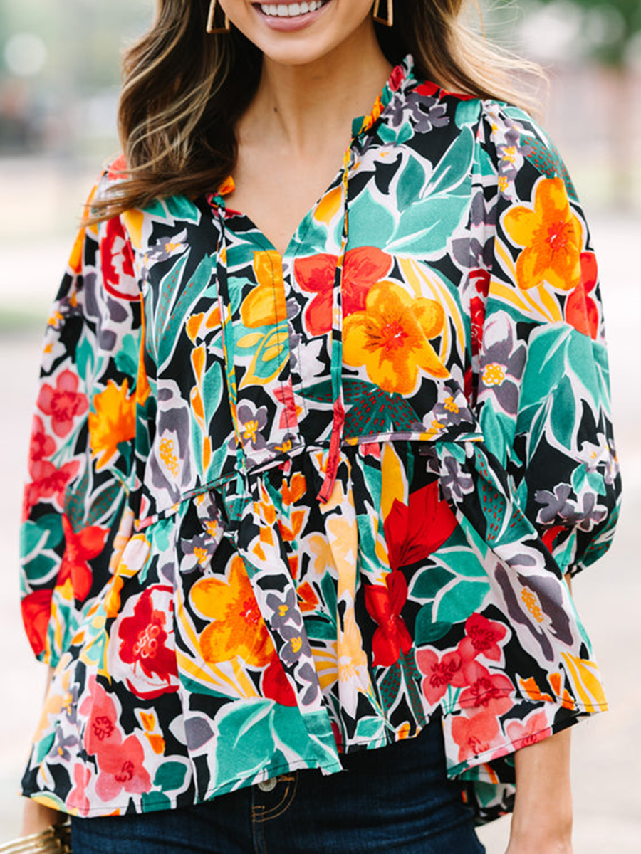 Multicolor Casual Floral Shirt