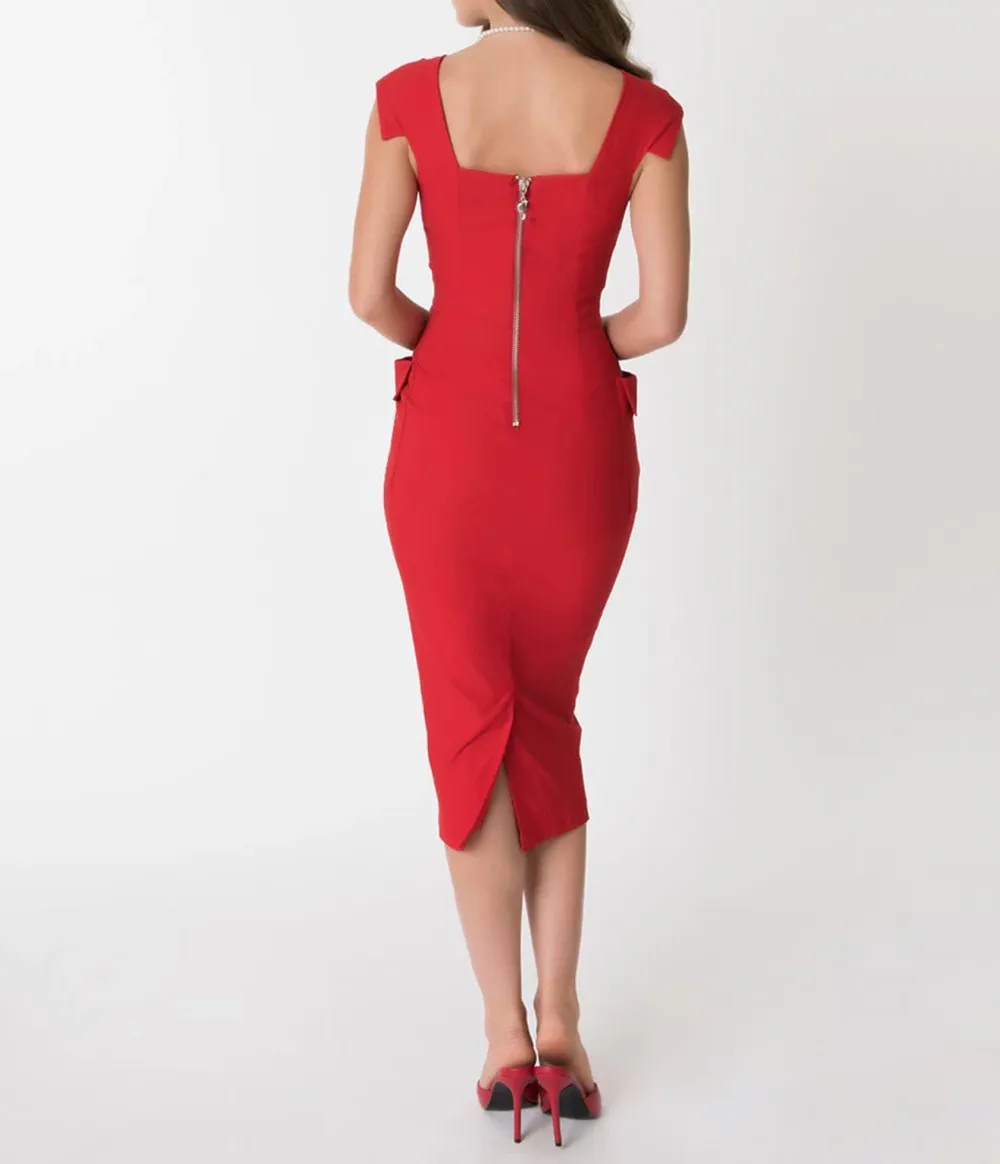 Barbie X Unique Vintage Red Sheath Sensation Wiggle Dress