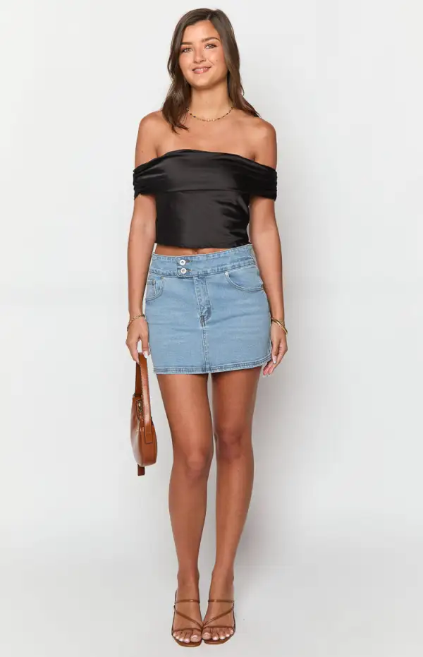 Ria Light Wash Denim Mini Skirt