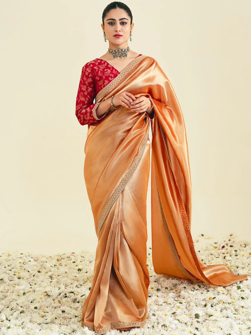 Rust Lahma Saree