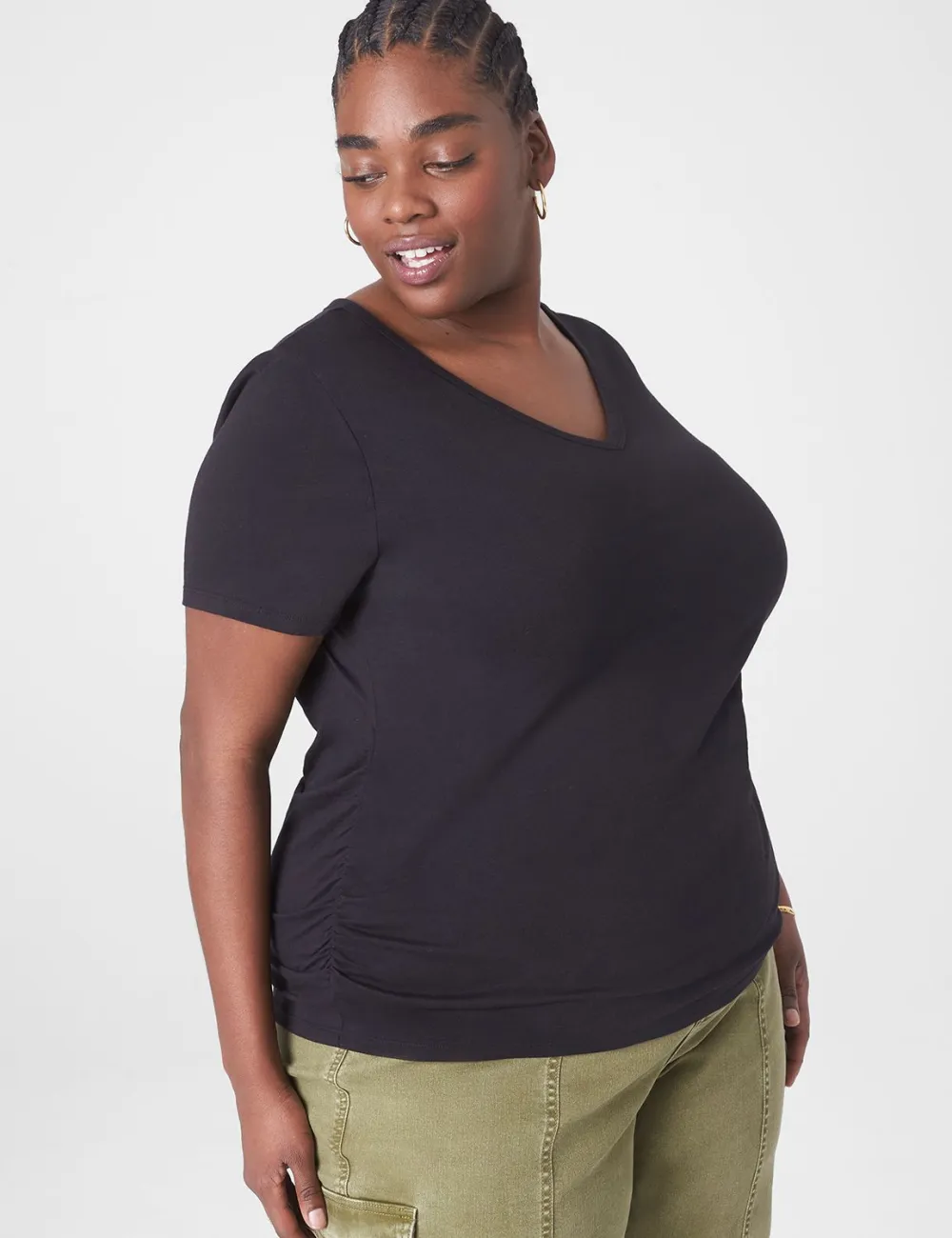 Modern Slub Side-Ruched Tee