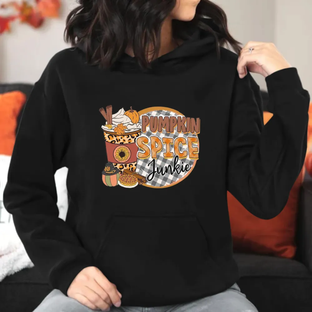 Pumpkin Spice Junkie Printed Hoodie