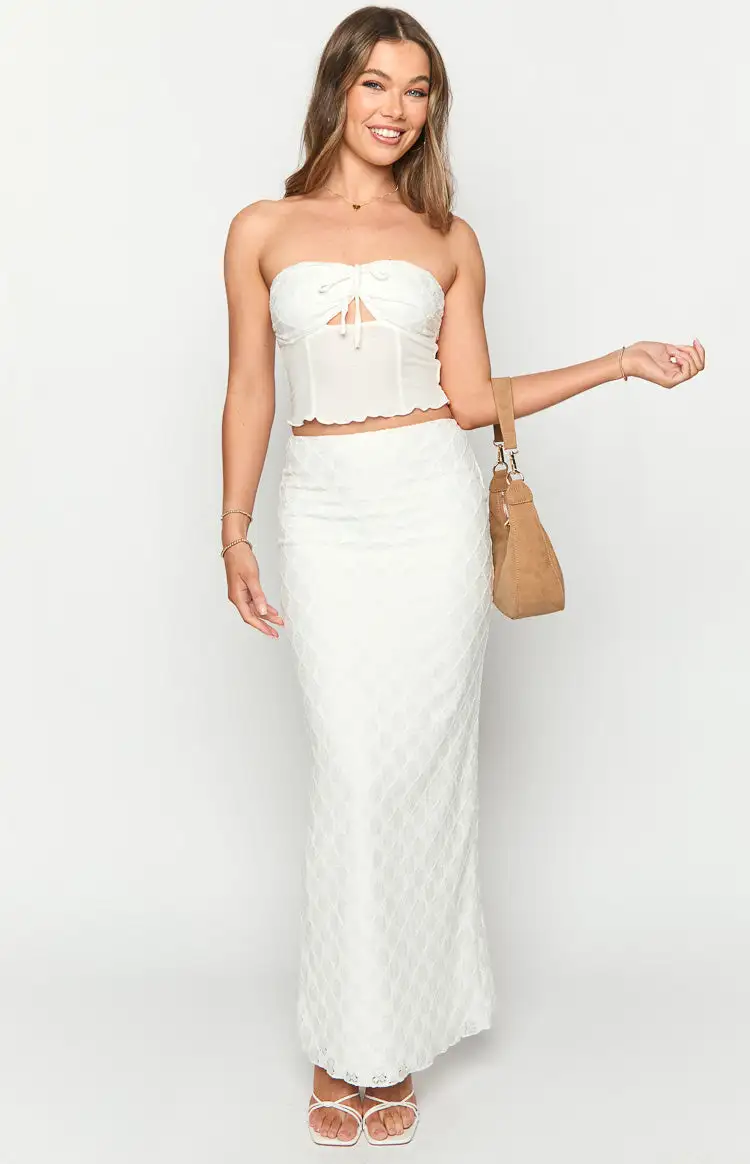 Rilee White Strapless Crop Top