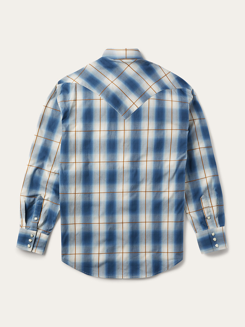 Men's Steel Ombre Plaid Western Shirt