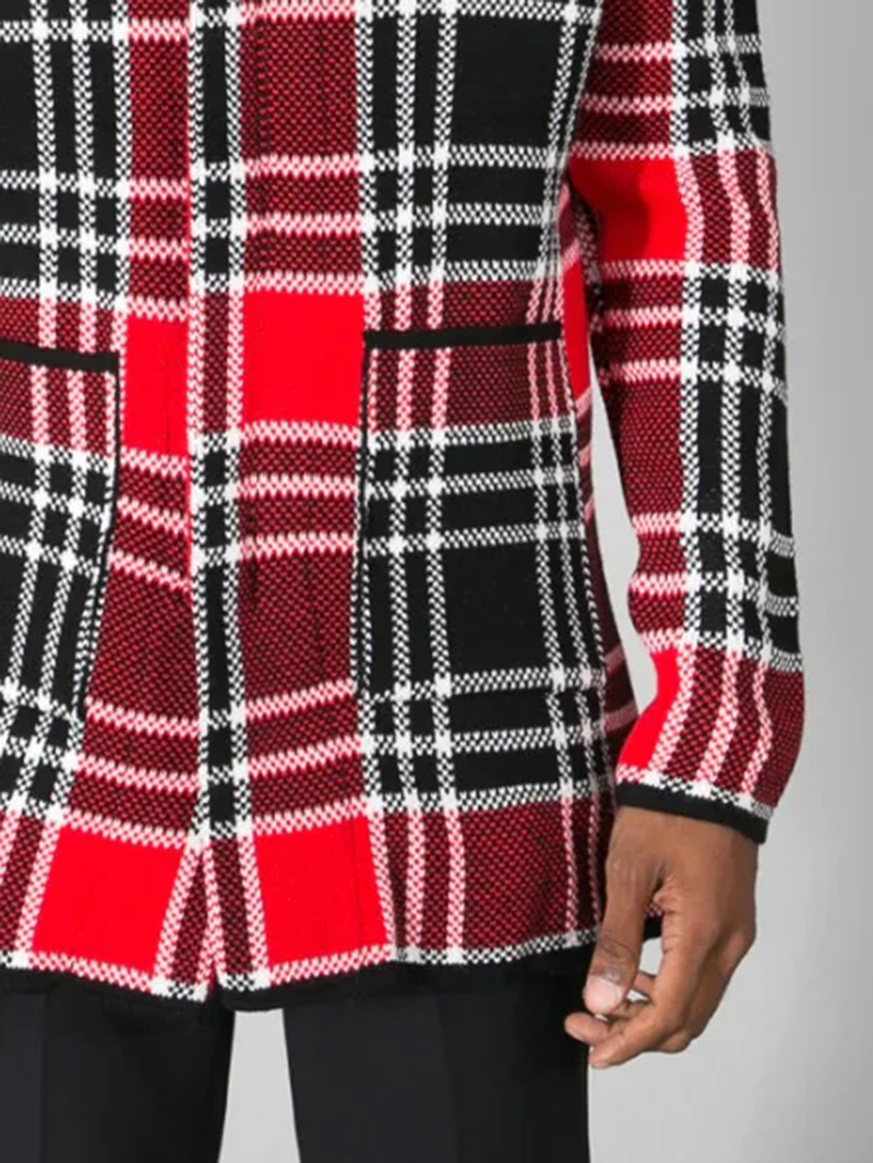 Heavyweight plaid hoodie sweater jacket