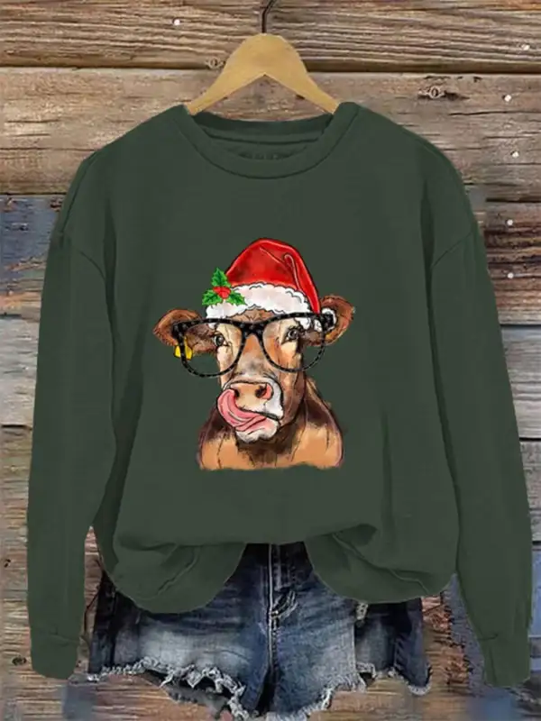 Women's Christmas Printed Crew Neck Sweatshirt