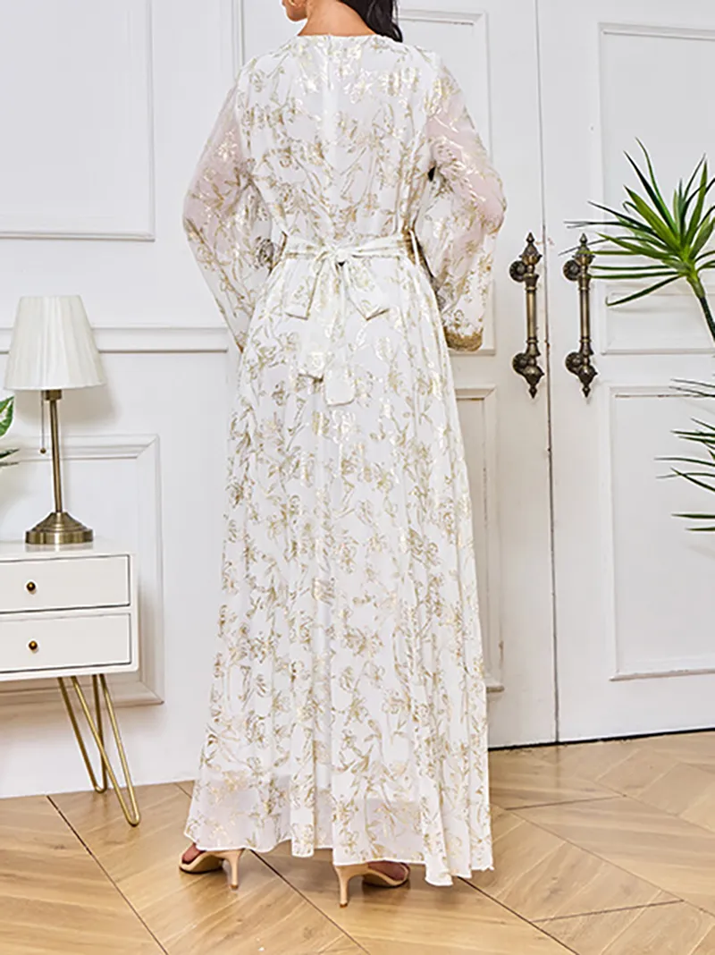 Floral bronzing fashion robe dress