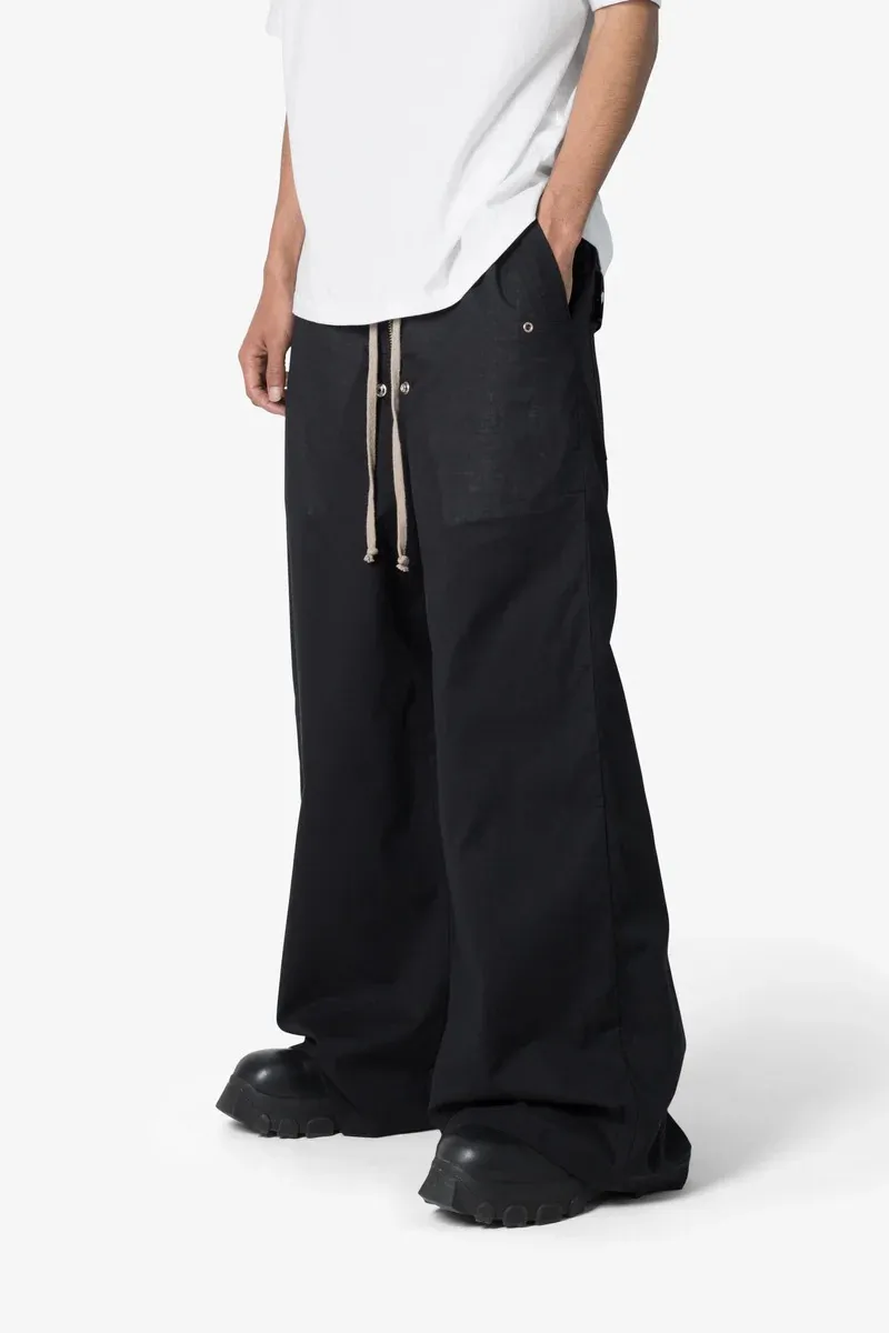 GAUZE LAYERED RAVE BLACK PANTS