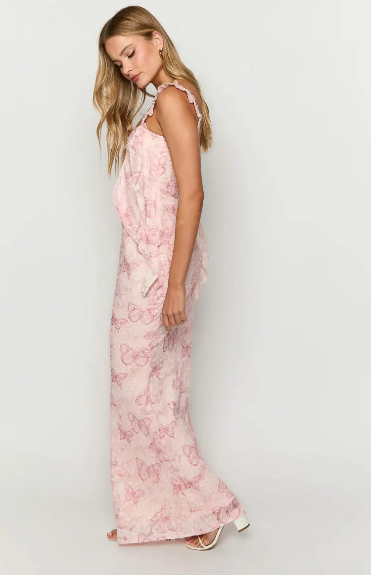 Jacqulin Pink Butterfly Maxi Skirt