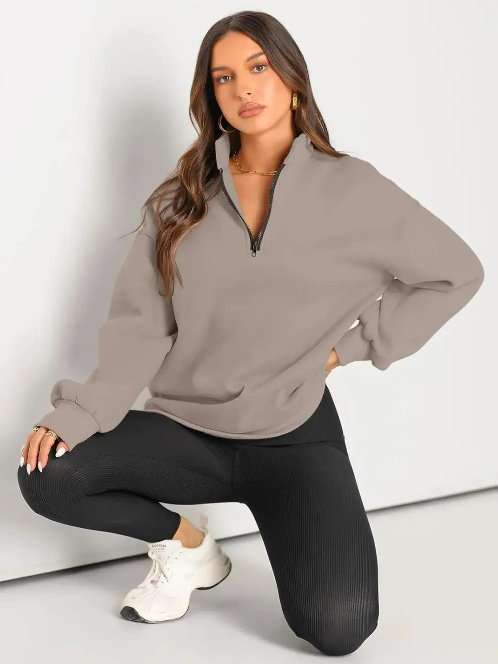 Oversized Sweatshirts Half Zip Pullover Long Sleeve