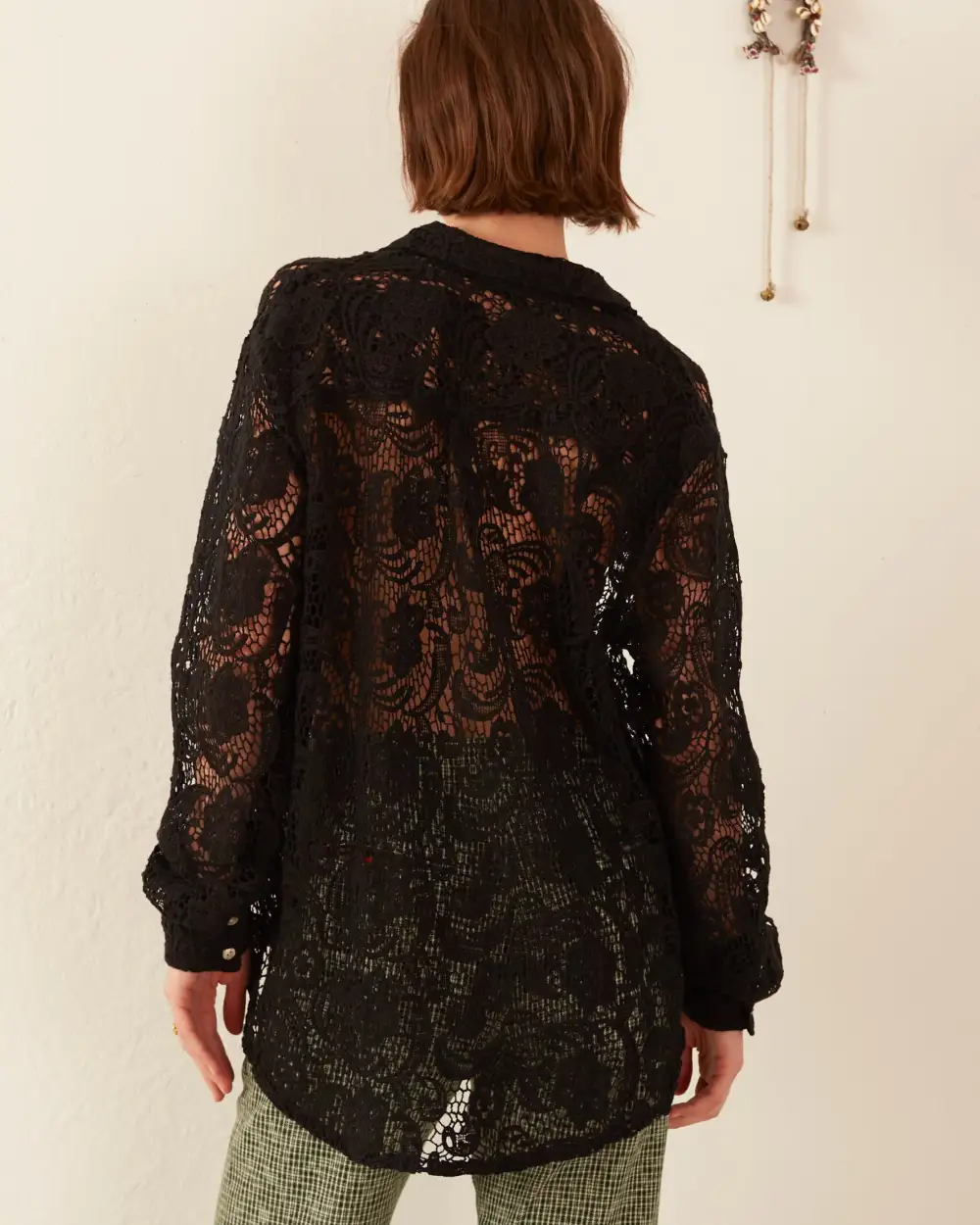 Patti Black Floral Lace Shirt