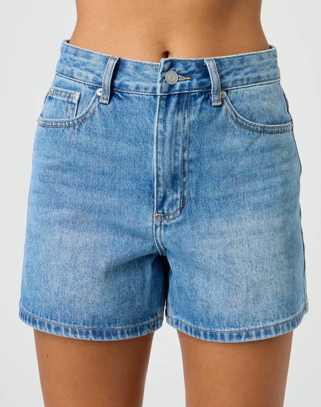 High Rise A Line Denim Short