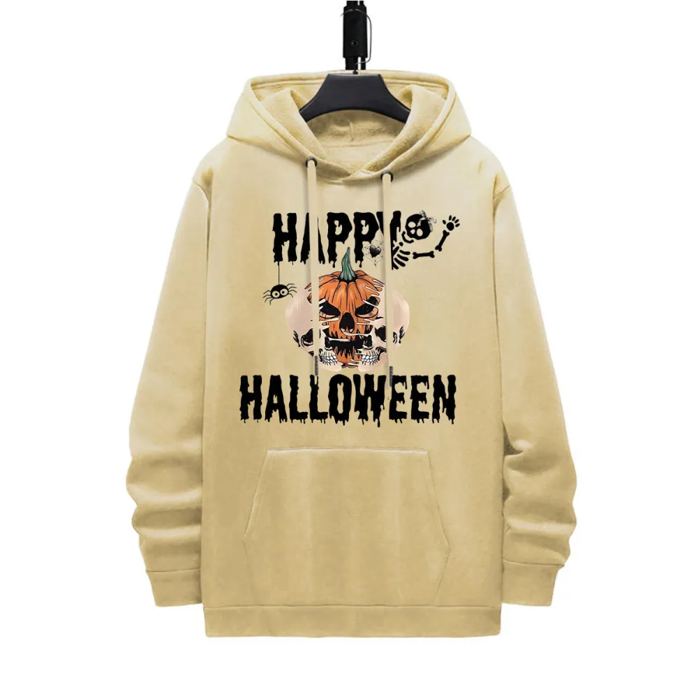 HAPPY HALLOWEEN PATTERN PRINTED HOODIE