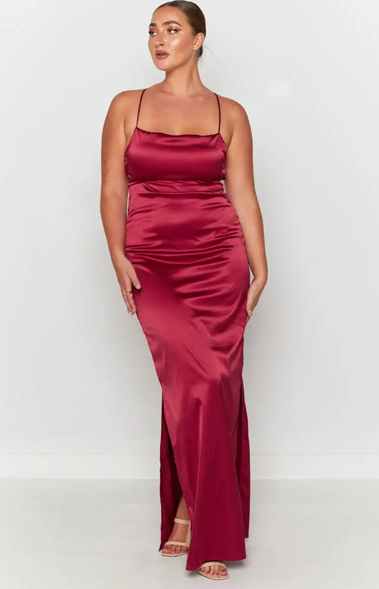 Manhattan Slip Formal Dress Wine