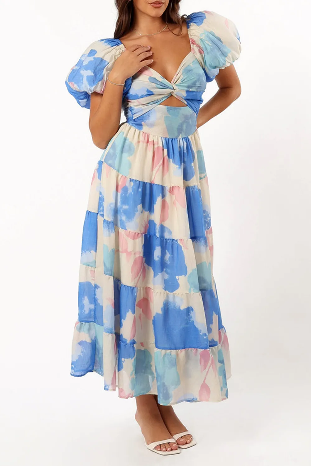 DAVIS MIDI DRESS - BLUE FLORAL