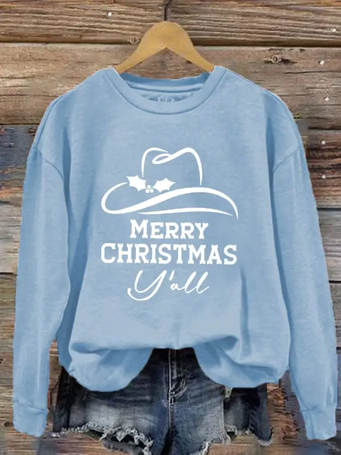 Women's Merry Christmas Y'all Printed Sweatshirt