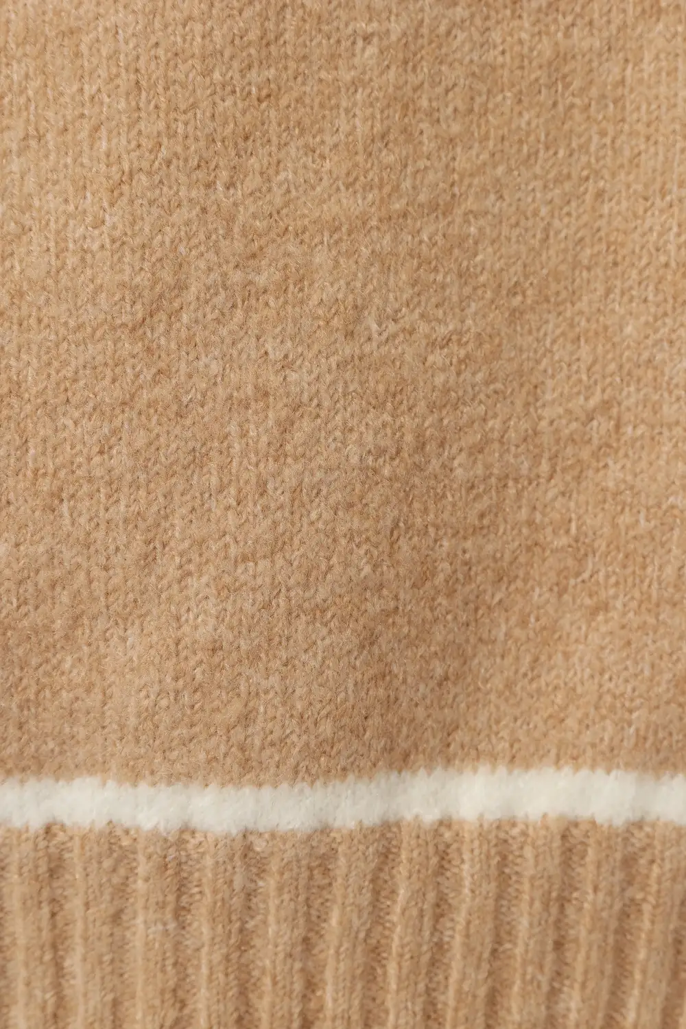 Rylee Contrast Hem Knit Sweater - Camel