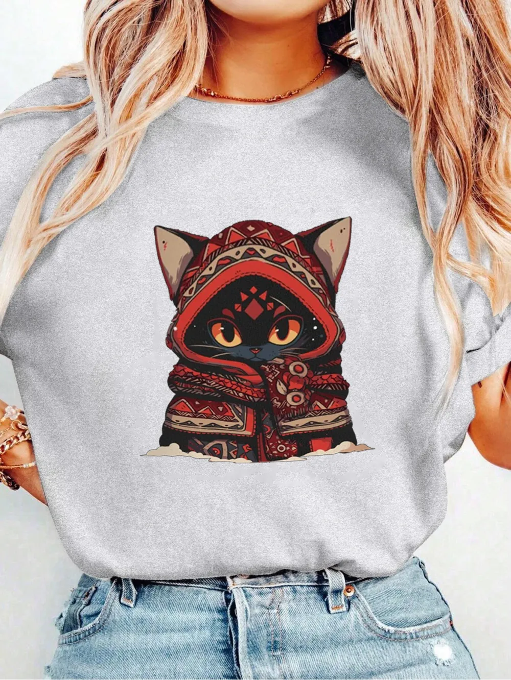 Kitty Santa Lady T-shirt