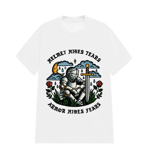 HELMET HIDES TEARS ARMOR HIDES FEAR PRINTED TEE