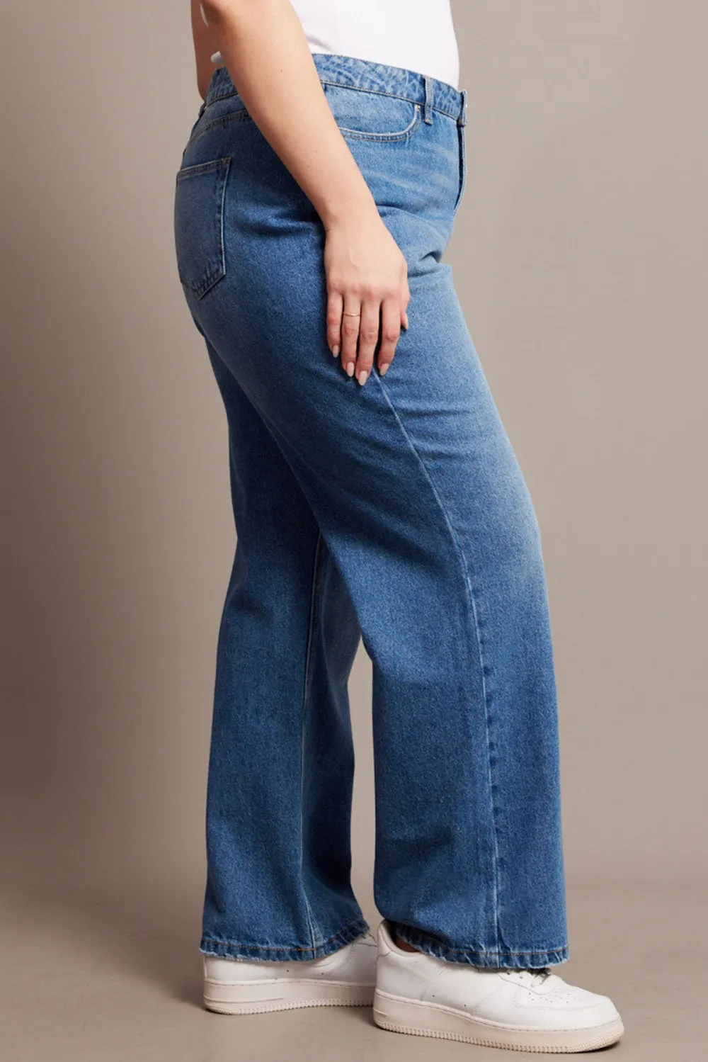 Denim Wide Leg Jeans High Rise