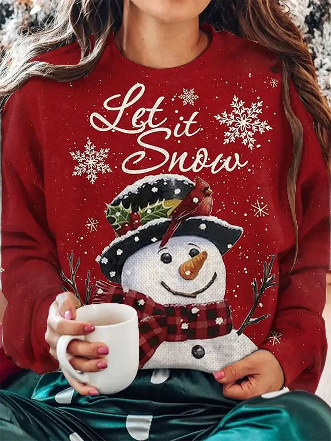 Women's Christmas printed crew neck sweatshirt