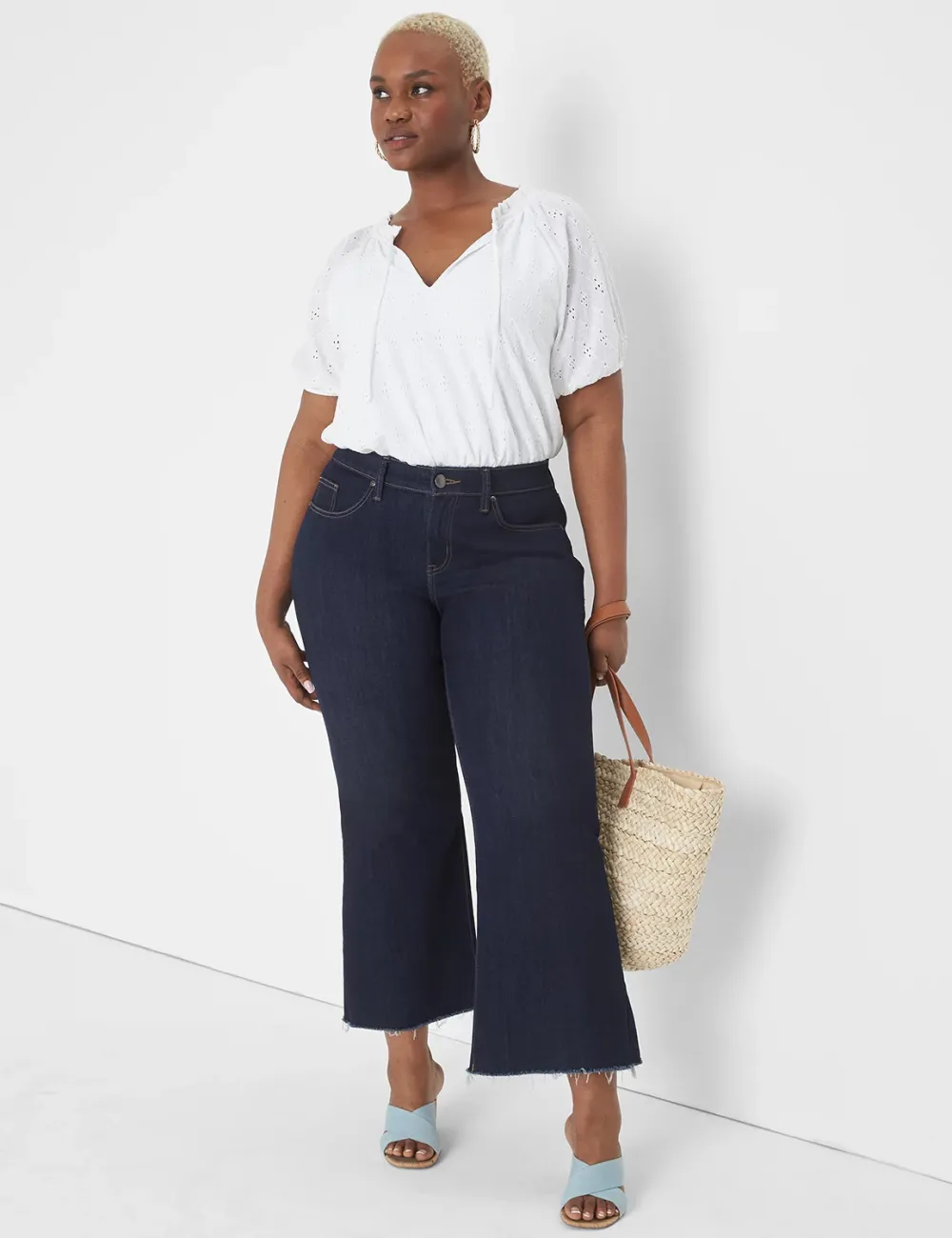 Swing Tie-Neck Eyelet Top